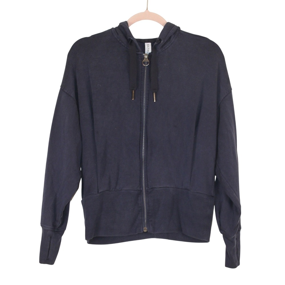 Athleta Athleisure Sporty Casual Lounge Navy Blue Full Zip Hoodie Sweatshirt S